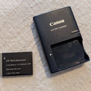 Genuine Canon CB-2LX Charger + Replacement Battery
